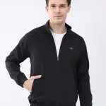 Men Black Printed Collar Full Sleeve Jacket