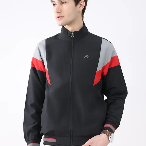 Men Black Printed Collar Full Sleeve Jacket