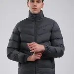Men Grey Solid Hooded Full Sleeve Jacket