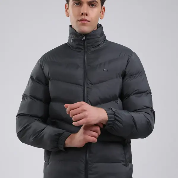 Men Grey Solid Hooded Full Sleeve Jacket