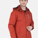 Men Orange Solid Jacket