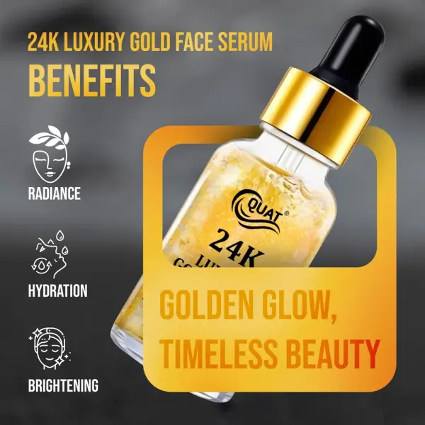 QUAT Golden Elegance – 24K Gold Infused Face Serum for Youthful Brilliance Men & Women  (30 ml)
