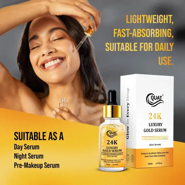 QUAT Golden Elegance – 24K Gold Infused Face Serum for Youthful Brilliance Men & Women  (30 ml)
