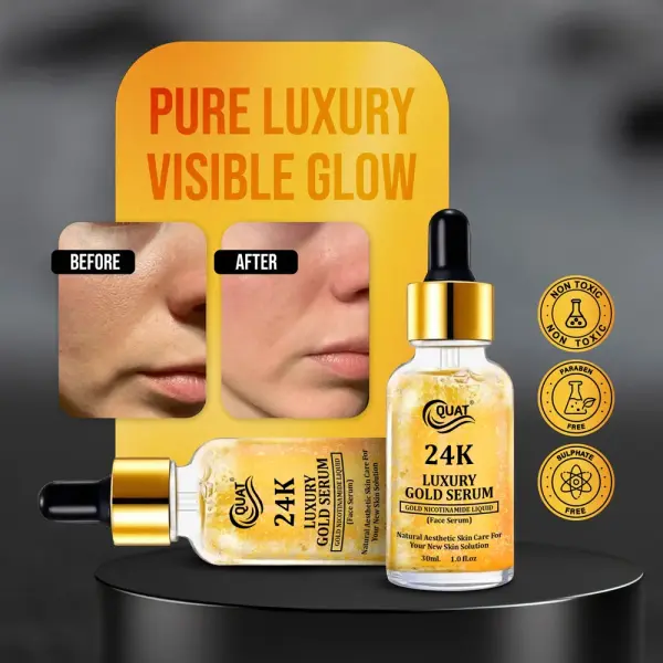 QUAT Golden Elegance – 24K Gold Infused Face Serum for Youthful Brilliance Men & Women  (30 ml)