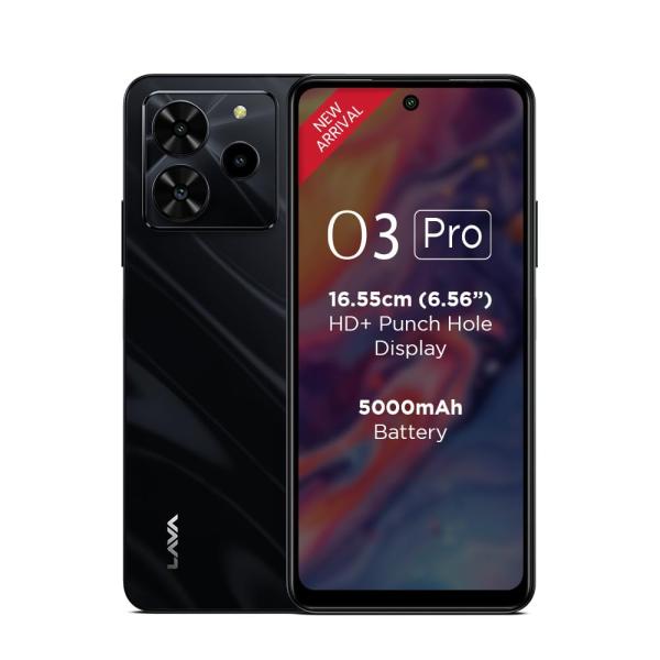 Lava O3 Pro (Glossy Black, 4 GB RAM, 128 GB Storage)| Bigger 6.56" HD+ Display | 50 MP AI Triple Rear Camera | 8 MP Front Camera| 5000 mAh Battery | 10W...