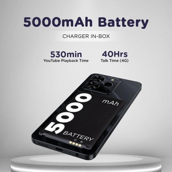 Lava O3 Pro (Glossy Black, 4 GB RAM, 128 GB Storage)| Bigger 6.56" HD+ Display | 50 MP AI Triple Rear Camera | 8 MP Front Camera| 5000 mAh Battery | 10W...