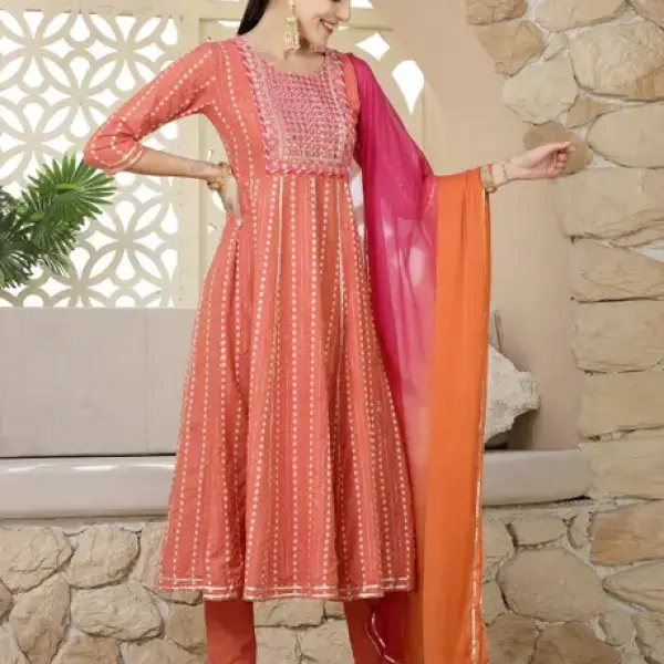 Cotton Blend, Chiffon Kurti