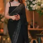 Women's Hot Fixing Poly Georgette Saree
