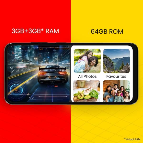 Lava O3 (Glossy Blue, 3 GB RAM, 64 GB Storage) | Biggest 6.75" HD+ Display | 13MP AI Dual Rear Camera | 5000 mAh Battery | Secure Face Unlock |...