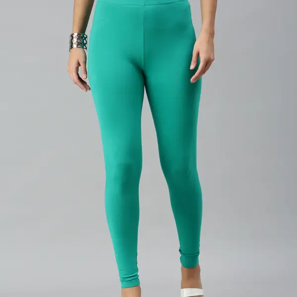 Ankle Length Leggings Cotton Emerald Green