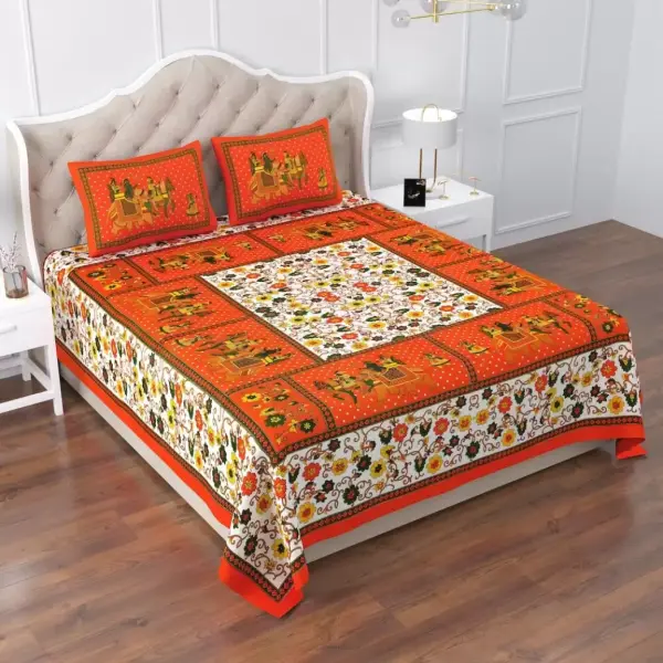 Cotton Double Jaipuri Prints Bedsheet (Pack of 1, Multicolor)