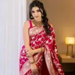  New trendy Banarasi Silk Pink Jacquard Saree