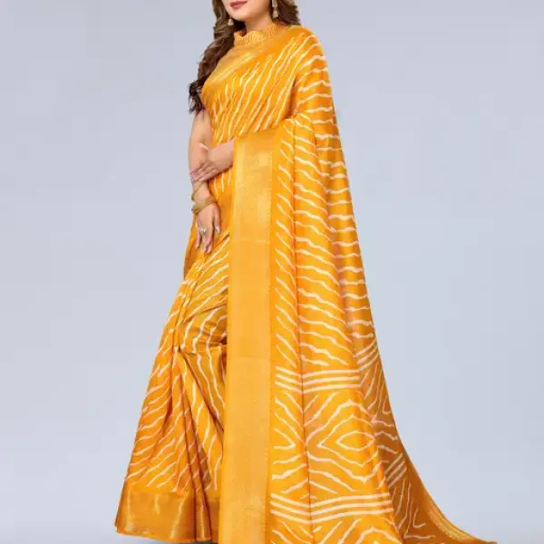  Women's Cotton Silk Lehriya Pattern Saree