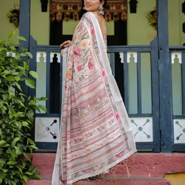 Trendy Cotton Linen Saree