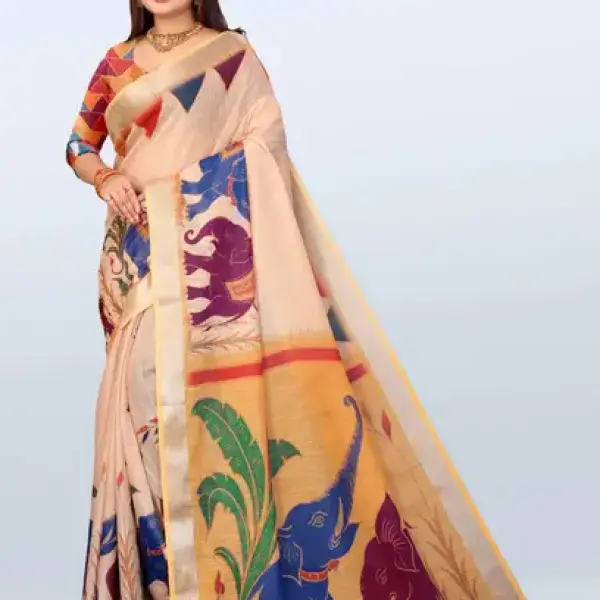 Cotton Linen Saree