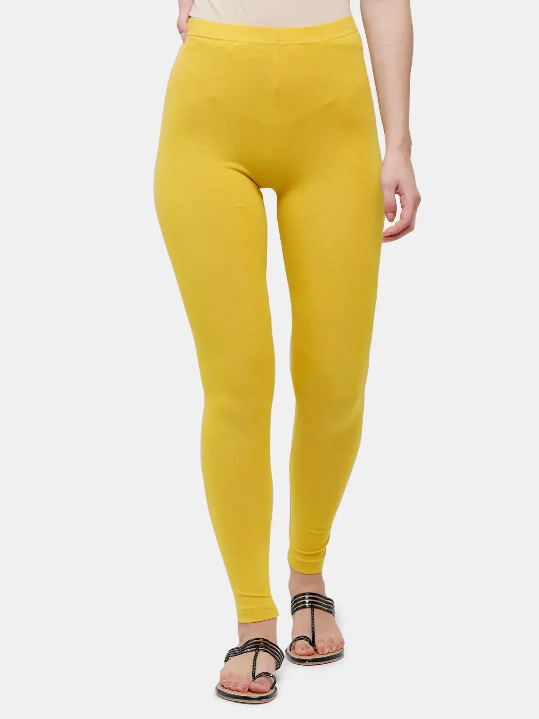 Ankle Length Leggings Cotton Light Mustard