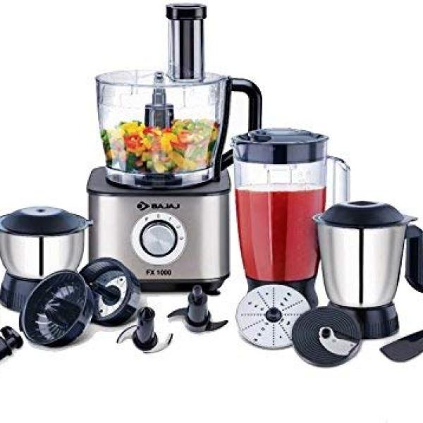 Bajaj FX-1000 1000 Watts Food Processor, Silver, Black