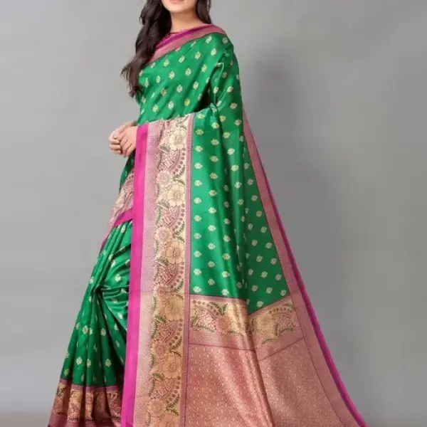 art silk Green Lace Border Saree