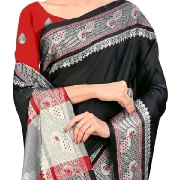 Ikat Silk Black Saree