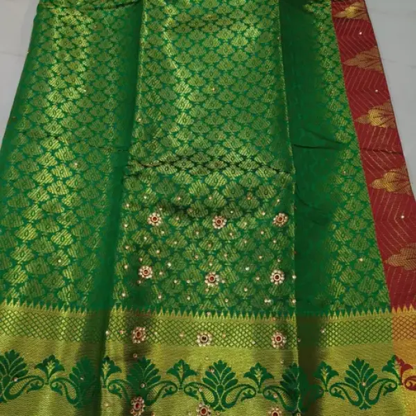 Balaton Silk Banarasi Silk Mint Green Beads & Stones Saree
