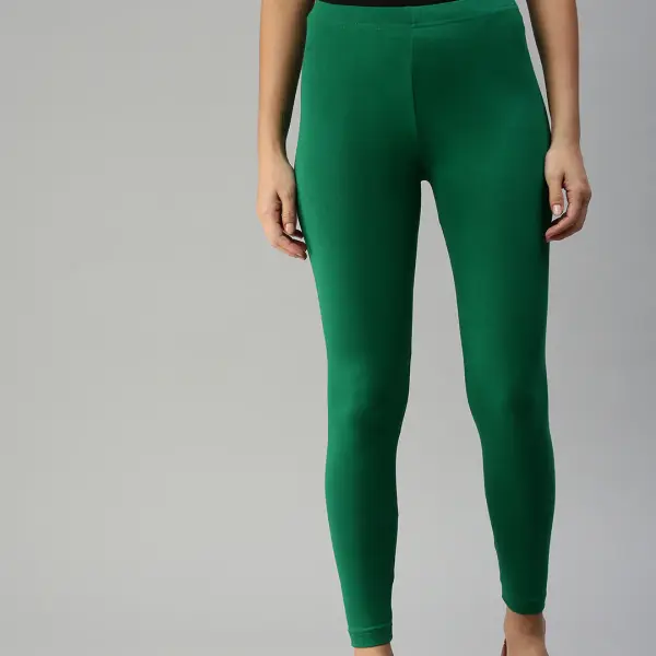 Ankle Length Leggings Cotton Green