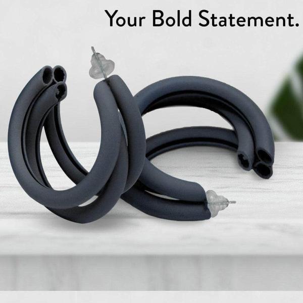  Triple Hoop Earrings Black