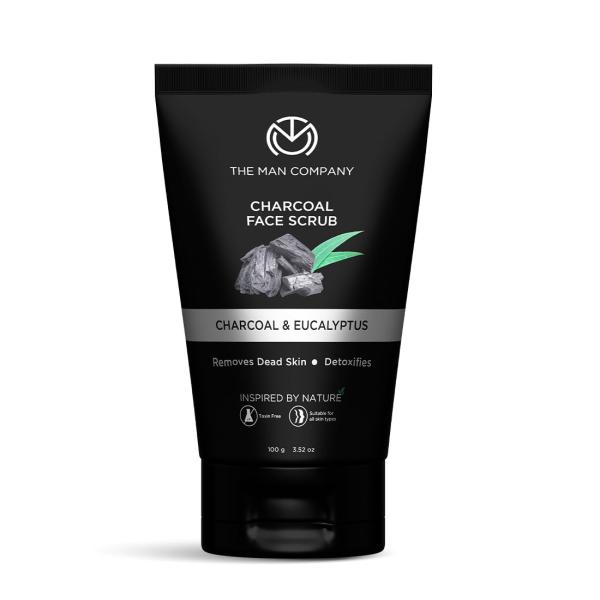The Man Company Charcoal Tan Removal Face Scrub for Glowing Skin | Anti Acne, Blackhead Remover for Oily Skin