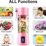 Portable Juicer Mixer Blender for Juices, Smoothies, Cold Coffee, Rechargeable 6 Blades Bottle Juicer Smoothie Maker, Fruits Mixer Grinder for Home, Office, Gym, Travel, 380ml (Multicolor)