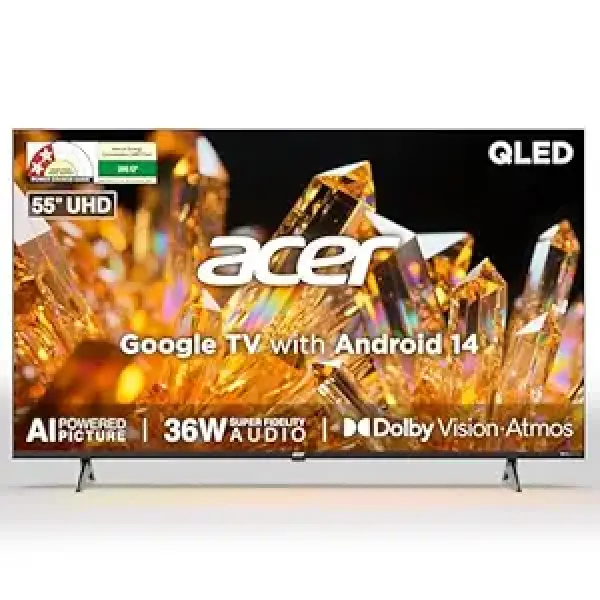 acer 139 cm (55 inches) Ultra V Series 4K Ultra HD Smart QLED Google TV AR55QDVGU2875BD