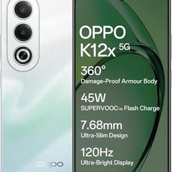 Oppo K12x 5G with 45W SUPERVOOC Charger in-The-Box (Breeze Blue, 128 GB) (6 GB RAM)