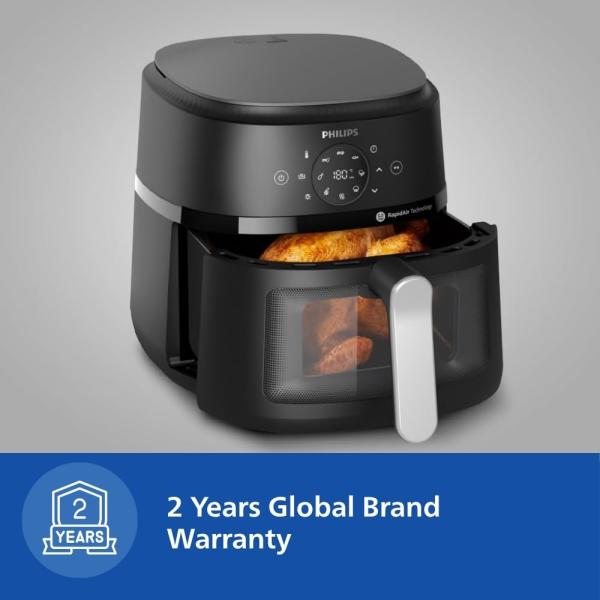 PHILIPS Air Fryer NA130/00, uses up to 90% less fat, 1700W, 6.2 Liter, with Rapid Air Technology (Black), Extra Large