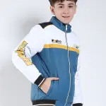 Boys Blue Printed Collar Full Sleeve Boys Jacket