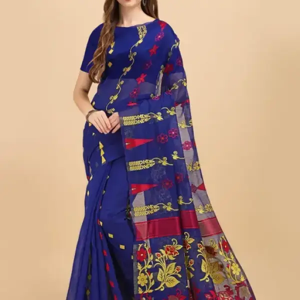  Cotton Linen Dhakai Jamdani Woven Designer Saree