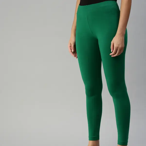 Ankle Length Leggings Cotton Green