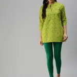 Ankle Length Leggings Cotton Green