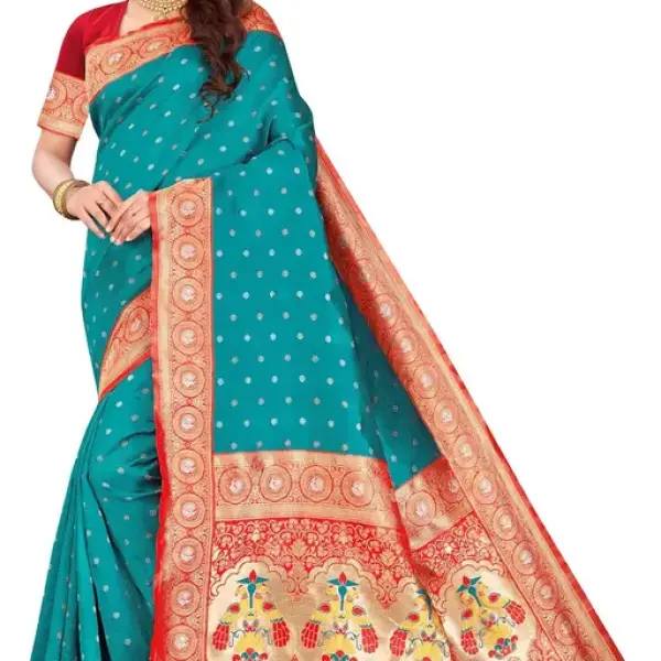 Woman Banarasi Silk Blend Fancy Jacquard morebox saree