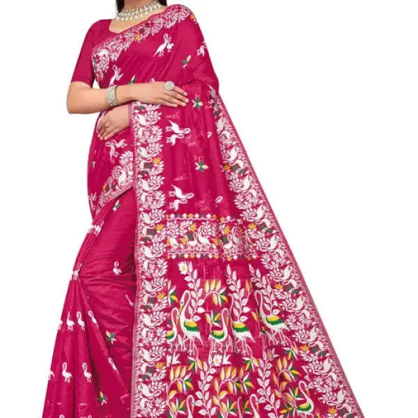  BROYAAR SHOP Jamdani Designer Cotton Blend Silk Saree