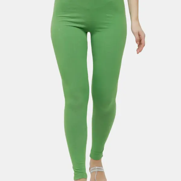 Ankle Length Leggings Cotton Light Green