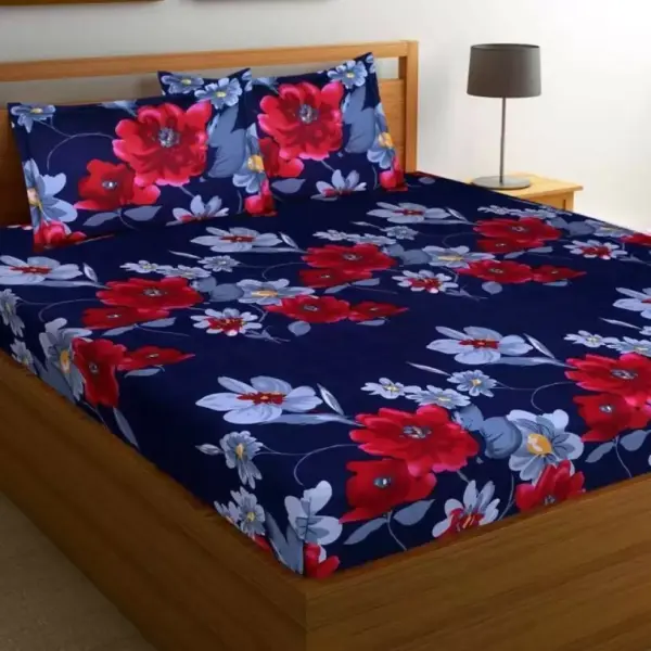 Double King Printed Bedsheet (Pack of 1, Blue)