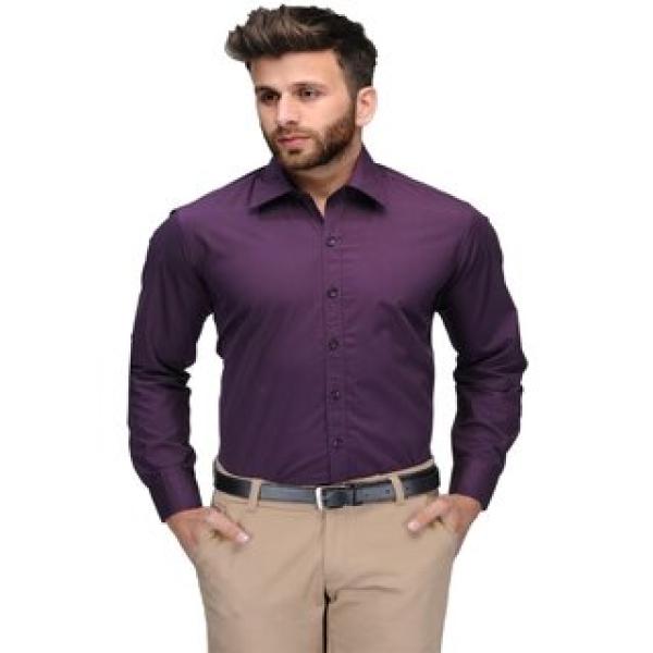 Men Purple Solid Formal Shirt (Pack of 1)Key Feature