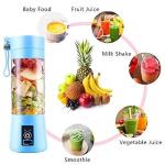 Portable Juicer Mixer Blender for Juices, Smoothies, Cold Coffee, Rechargeable 6 Blades Bottle Juicer Smoothie Maker, Fruits Mixer Grinder for Home, Office, Gym, Travel, 380ml (Multicolor)