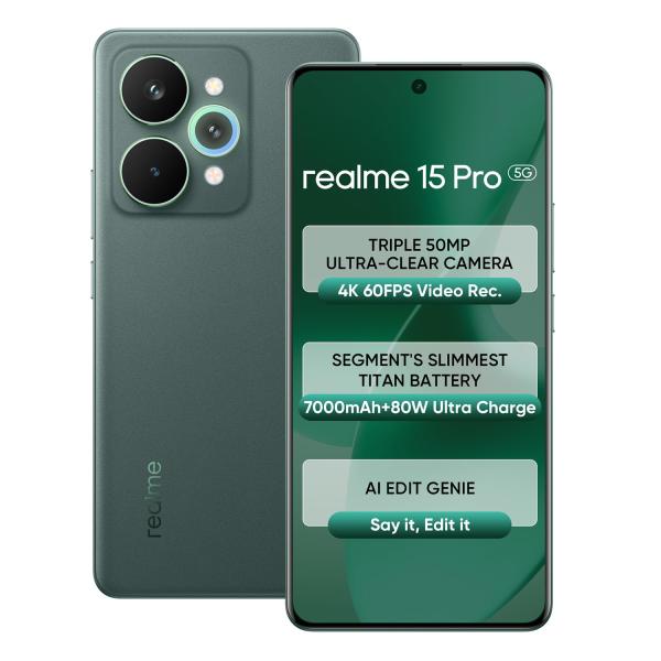 realme 15 Pro 5G Smartphone 8+128GB Green,4K 60FPS,
