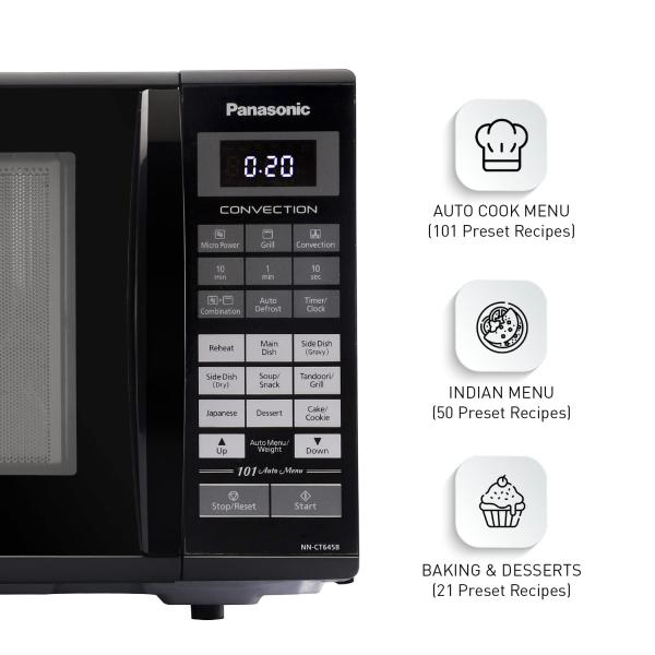 Panasonic 27L Convection Microwave Oven(NN-CT645BFDG,,Black Mirror, 360° Heat Wrap, Magic Grill)