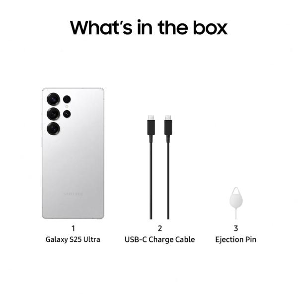 Samsung Galaxy S25 Ultra 5G AI Smartphone (Titanium Whitesilver, 12GB RAM, 512GB Storage), 200MP Camera, S Pen Included, Long Battery Life