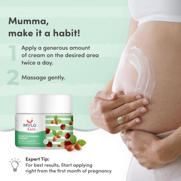 Mylo Care Stretch Marks Cream for Pregnancy with the Goodness of Shea Butter, Saffron, Kokum Butter and Aloe Vera