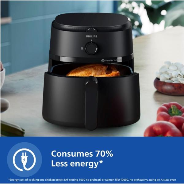 PHILIPS Air Fryer NA130/00, uses up to 90% less fat, 1700W, 6.2 Liter, with Rapid Air Technology (Black), Extra Large