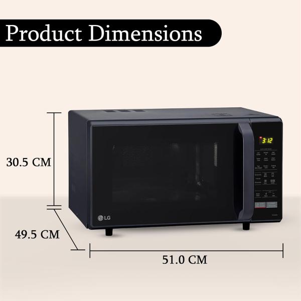 LG 28 L Convection Microwave Oven (MC2846BV, Black, Health Plus Menu, Indian Cuisine, Tandoor Se, Steam Clean & Stainless Steel Cavity)