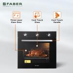 Faber 80L Black Finish Built-In Oven Push/Pull Knob Control with Digital Display 4 Cooking Functions with Grill Rack Universal Pan FBIO 4F BK with 1Yr Comprehensive Warranty