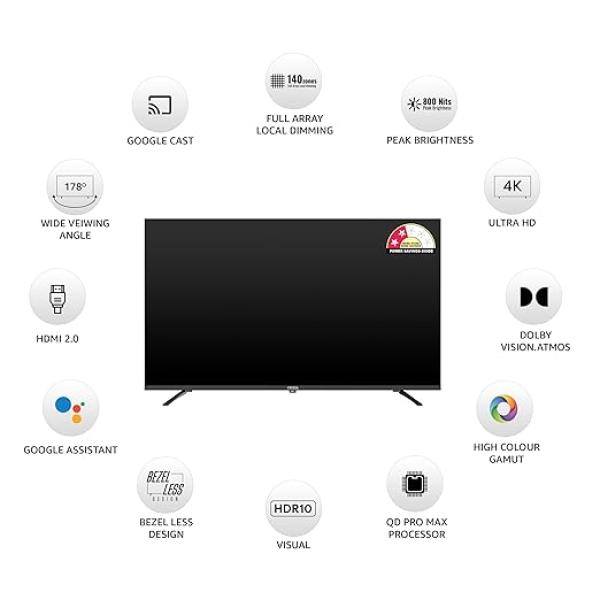 Onida 139 cm (55 inchs) Nexg Series 4K Ultra HD Smart QLED Mini LED Google TV MZ55MIN
