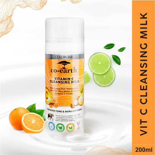 Colorbar Co-earth Vitamin C Face milk 200ml I Promote even-toned skin I Effectively removes dirt